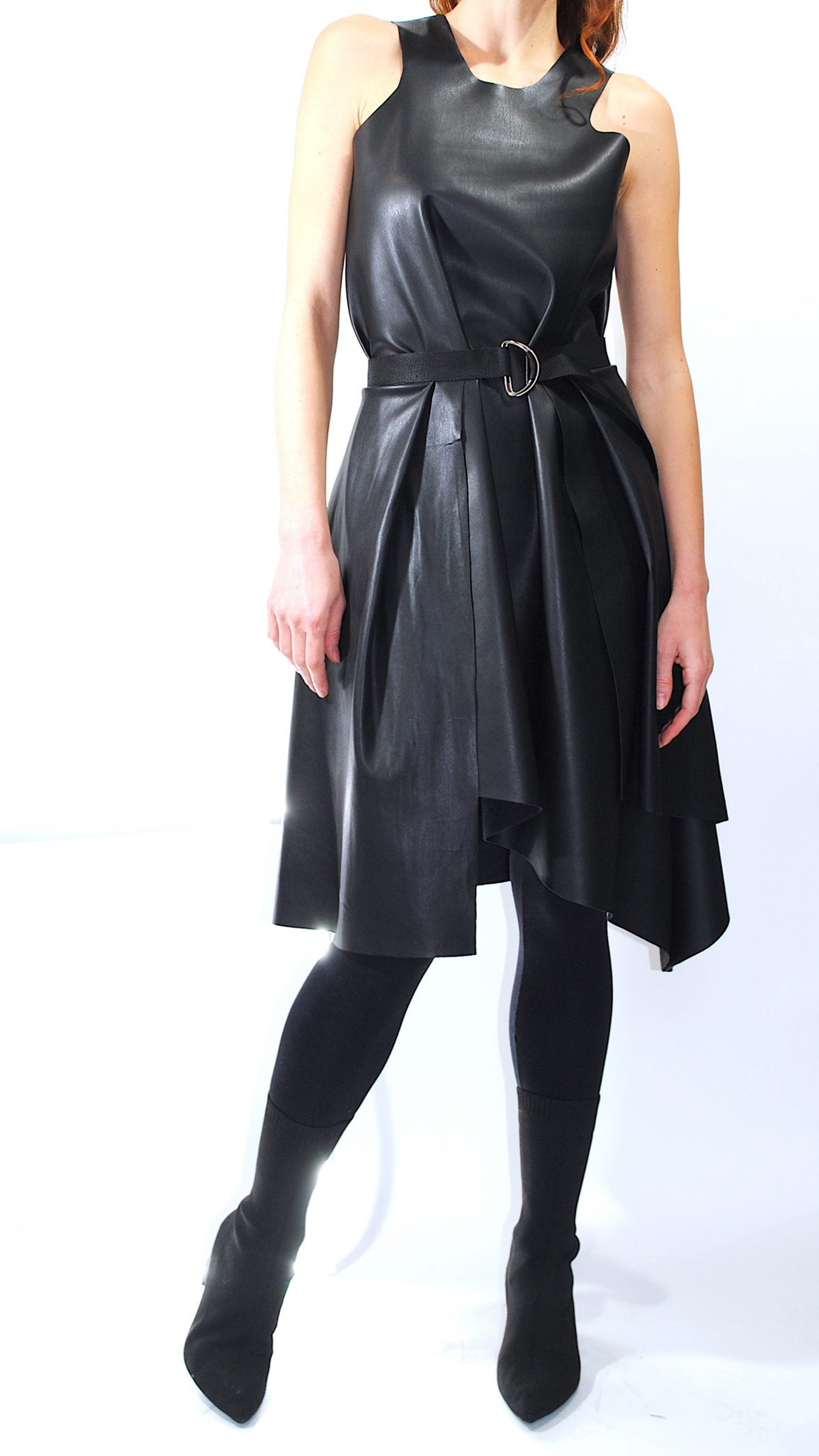 Vegan-leather peplum belt