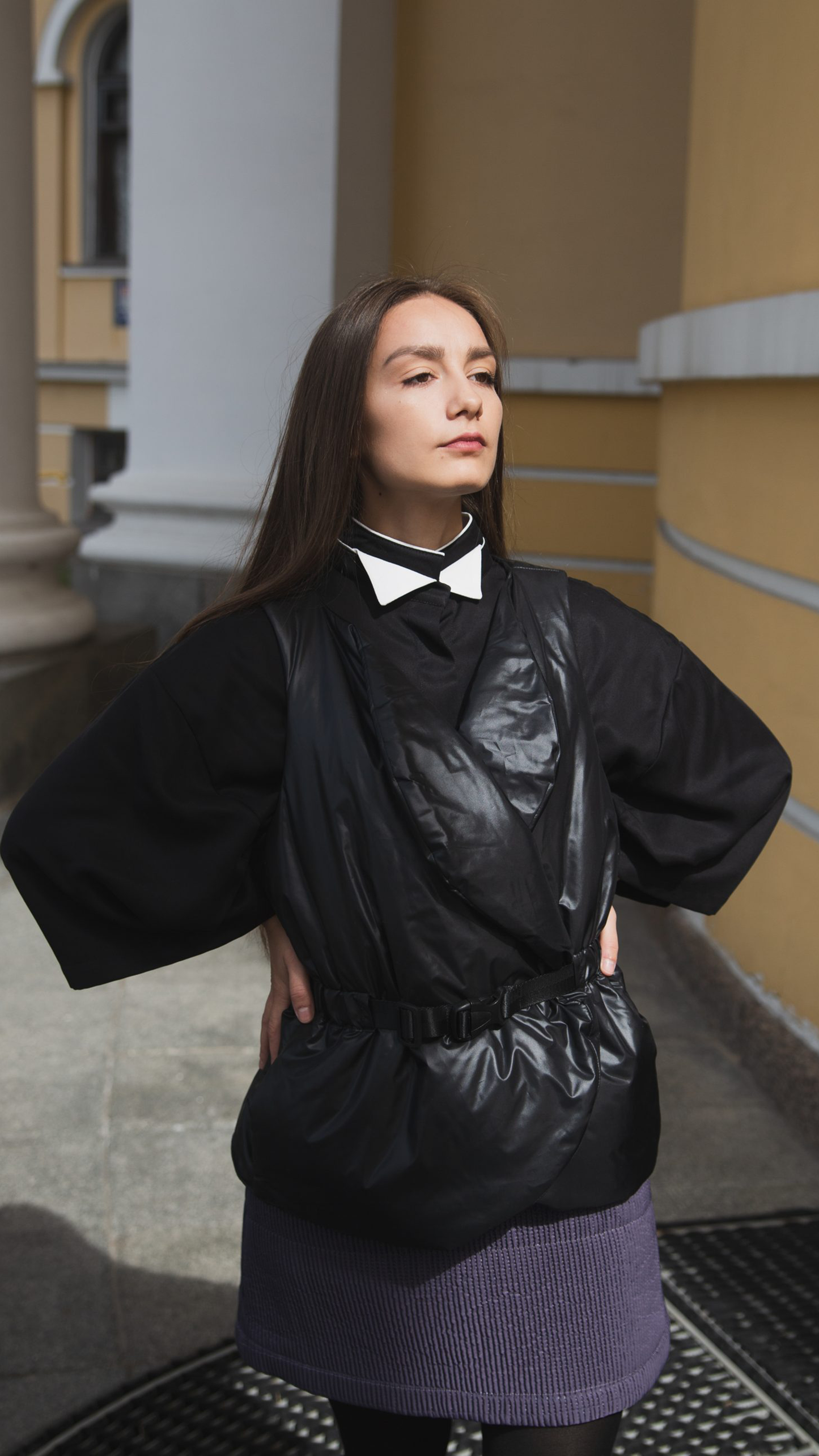 Belted Puffer Vest Black