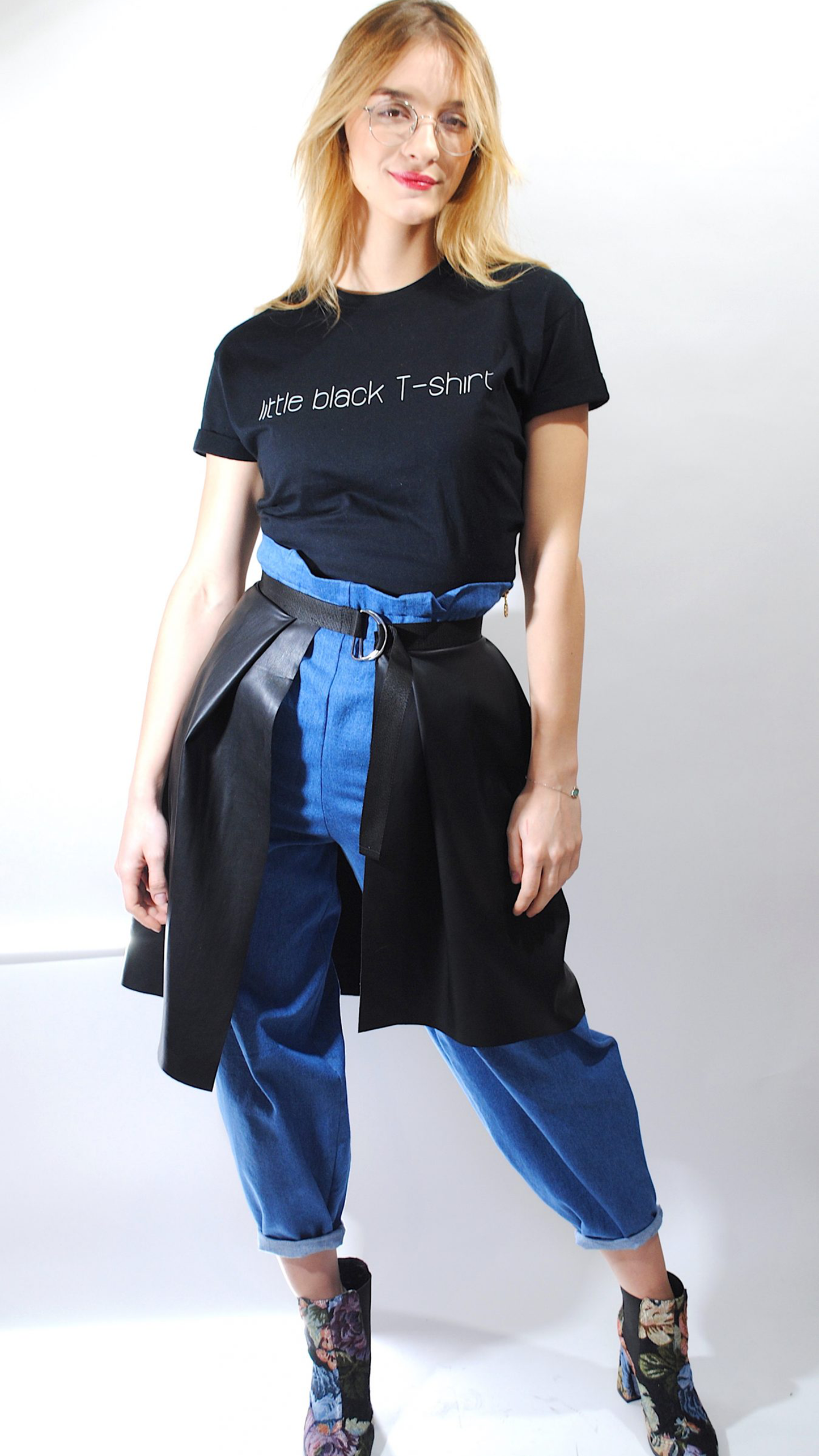 Vegan-leather peplum belt