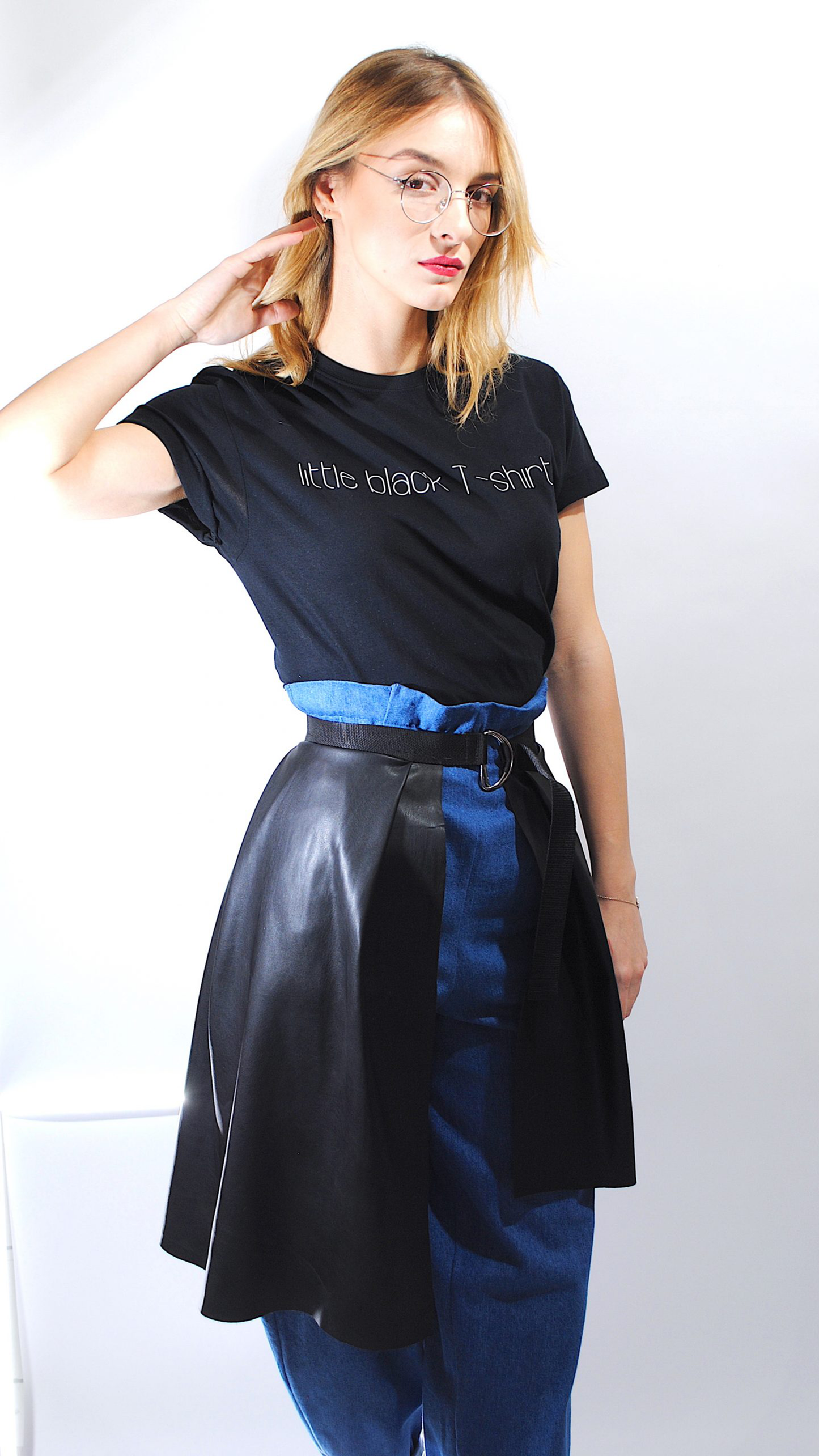 Vegan-leather peplum belt