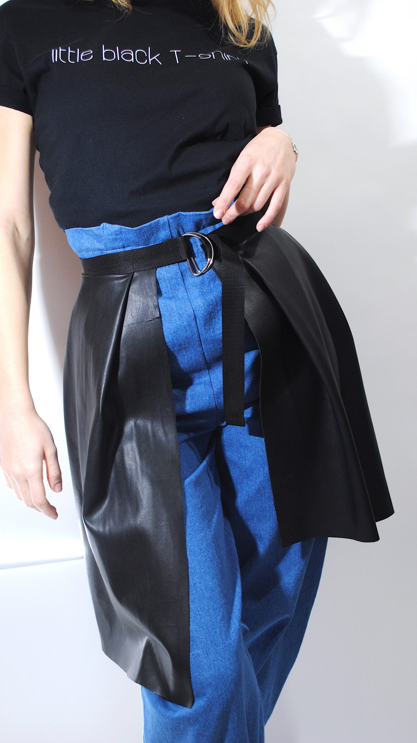 Vegan-leather peplum belt
