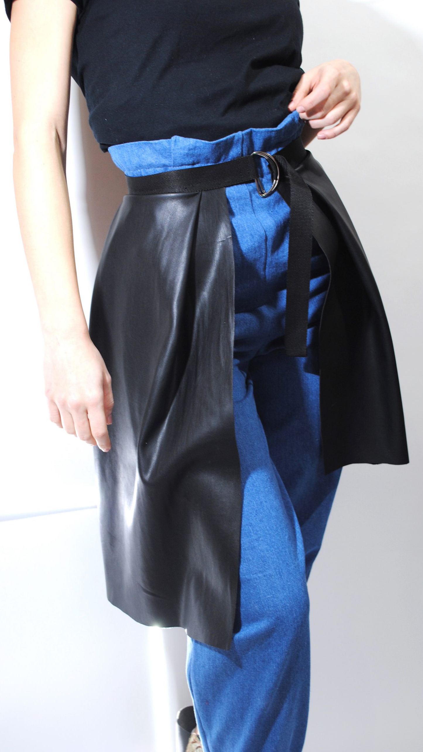 Vegan-leather peplum belt