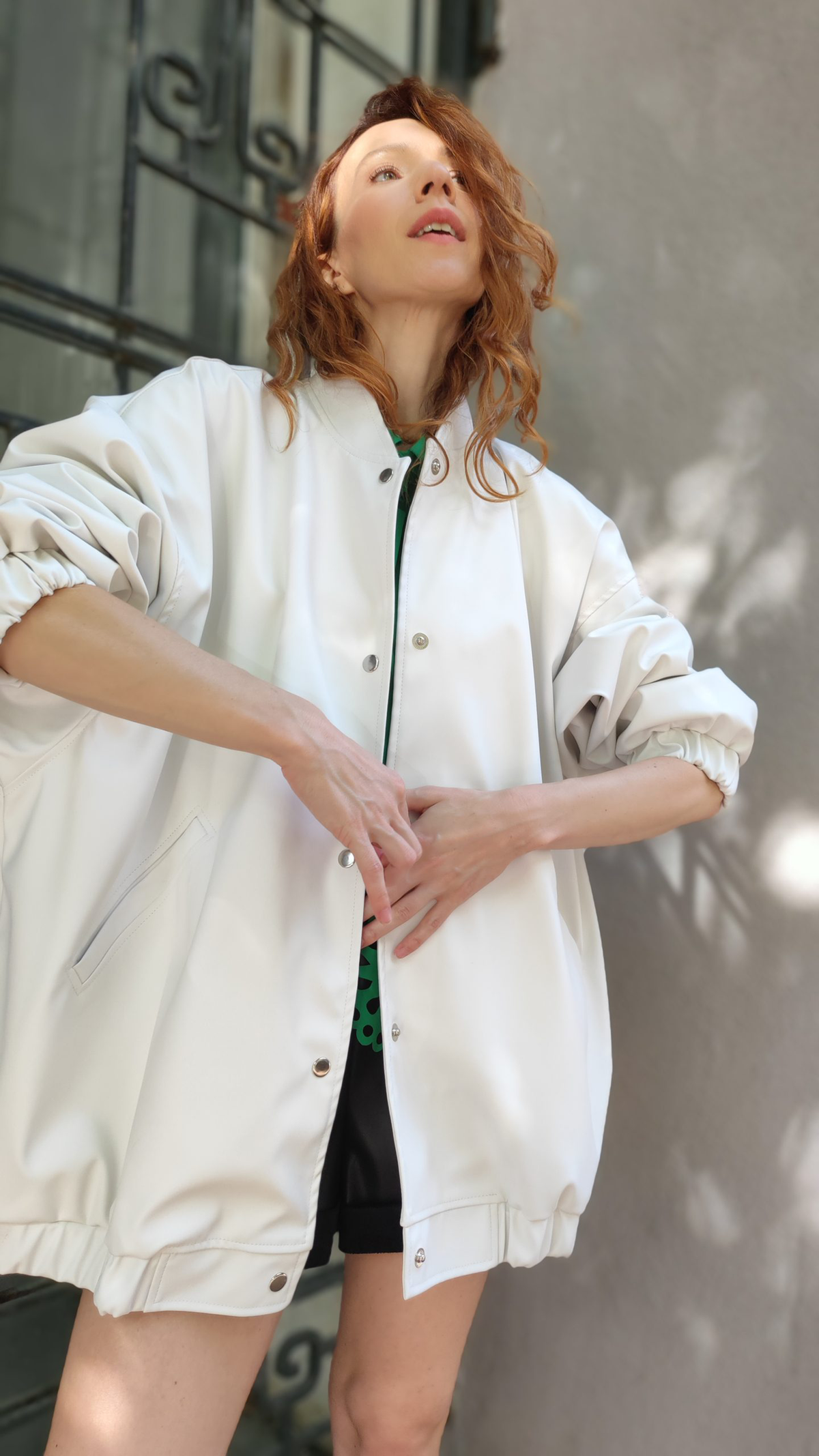 Vegan leather bomber jacket