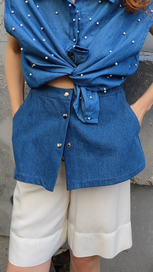 Denim peplum