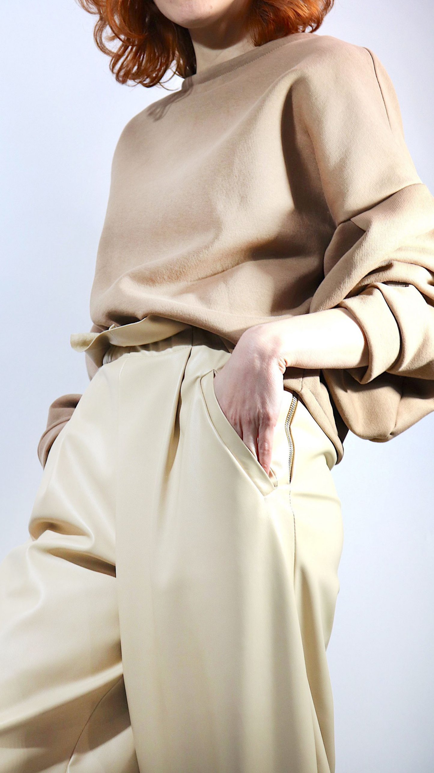 Vegan leather slouchy trousers