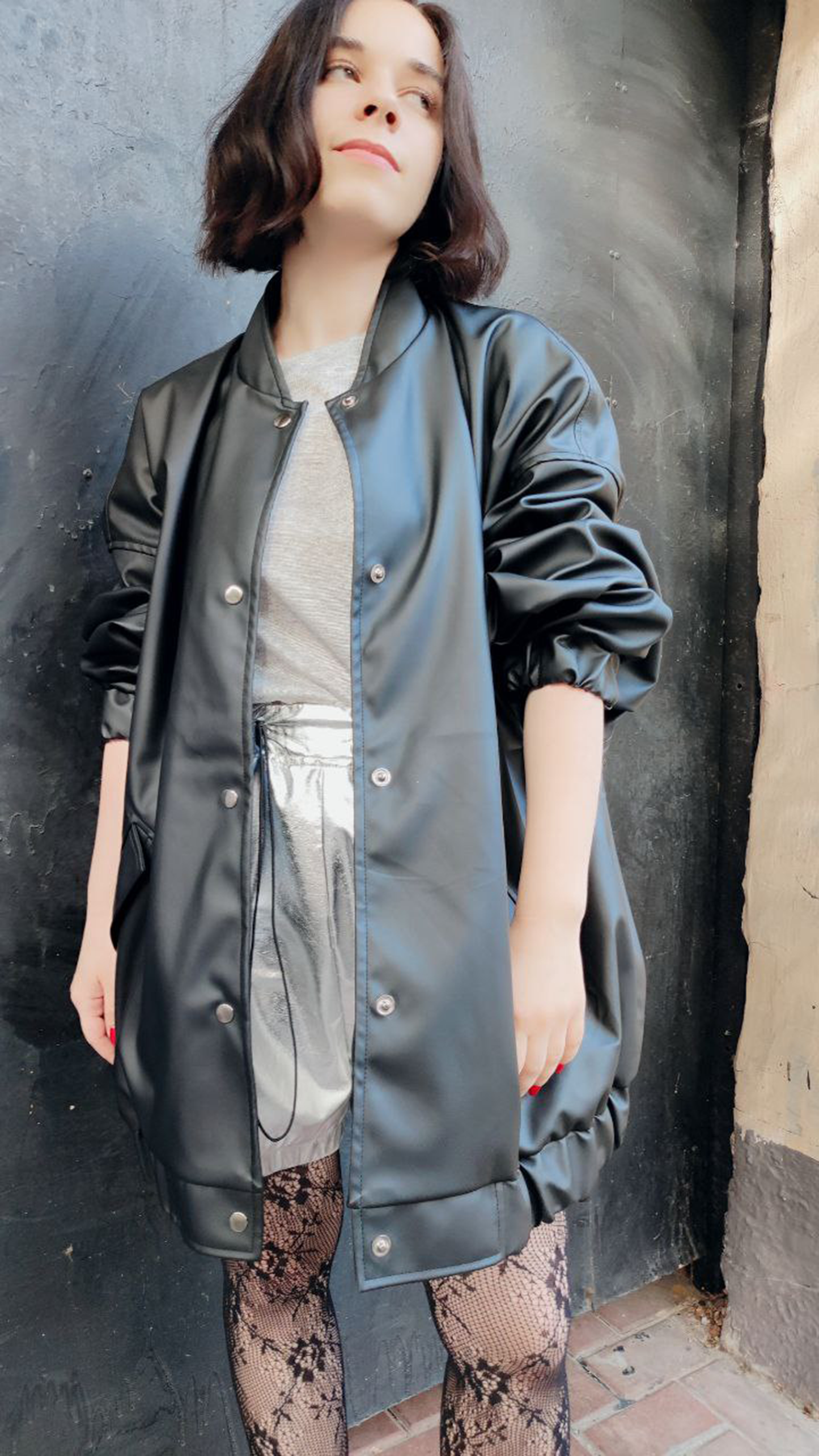 Eco leather bomber jacket