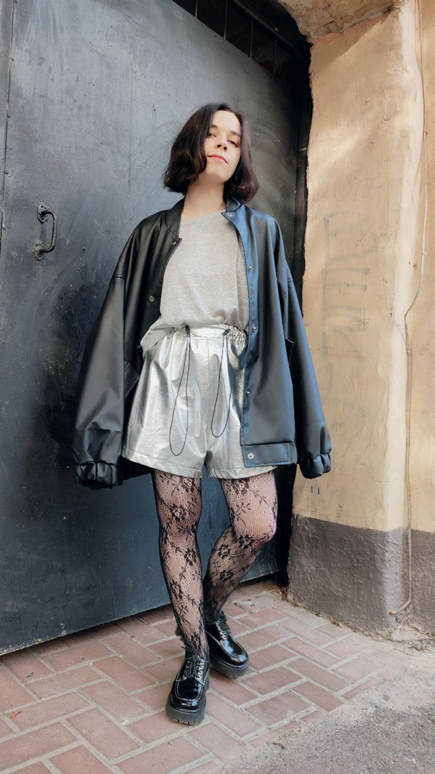 Eco leather bomber jacket