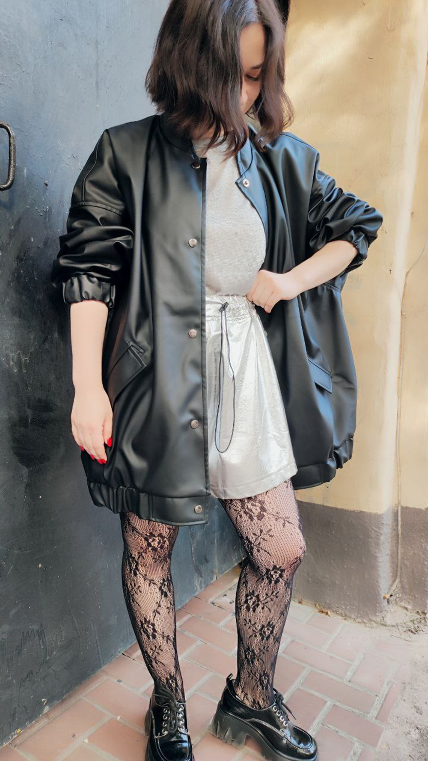Eco leather bomber jacket