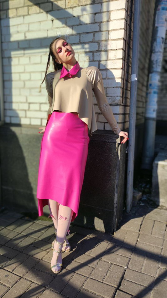 Asymmetrical leather skirt