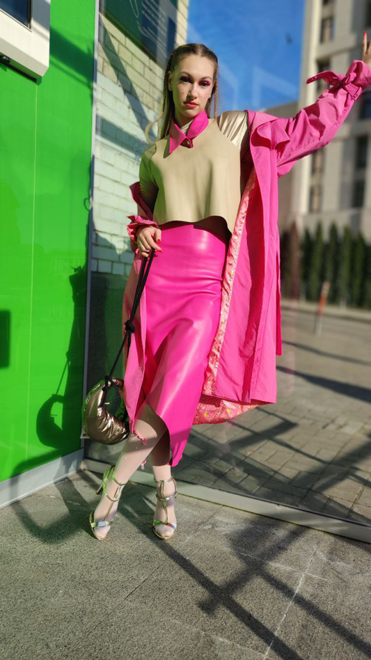 Asymmetrical leather skirt