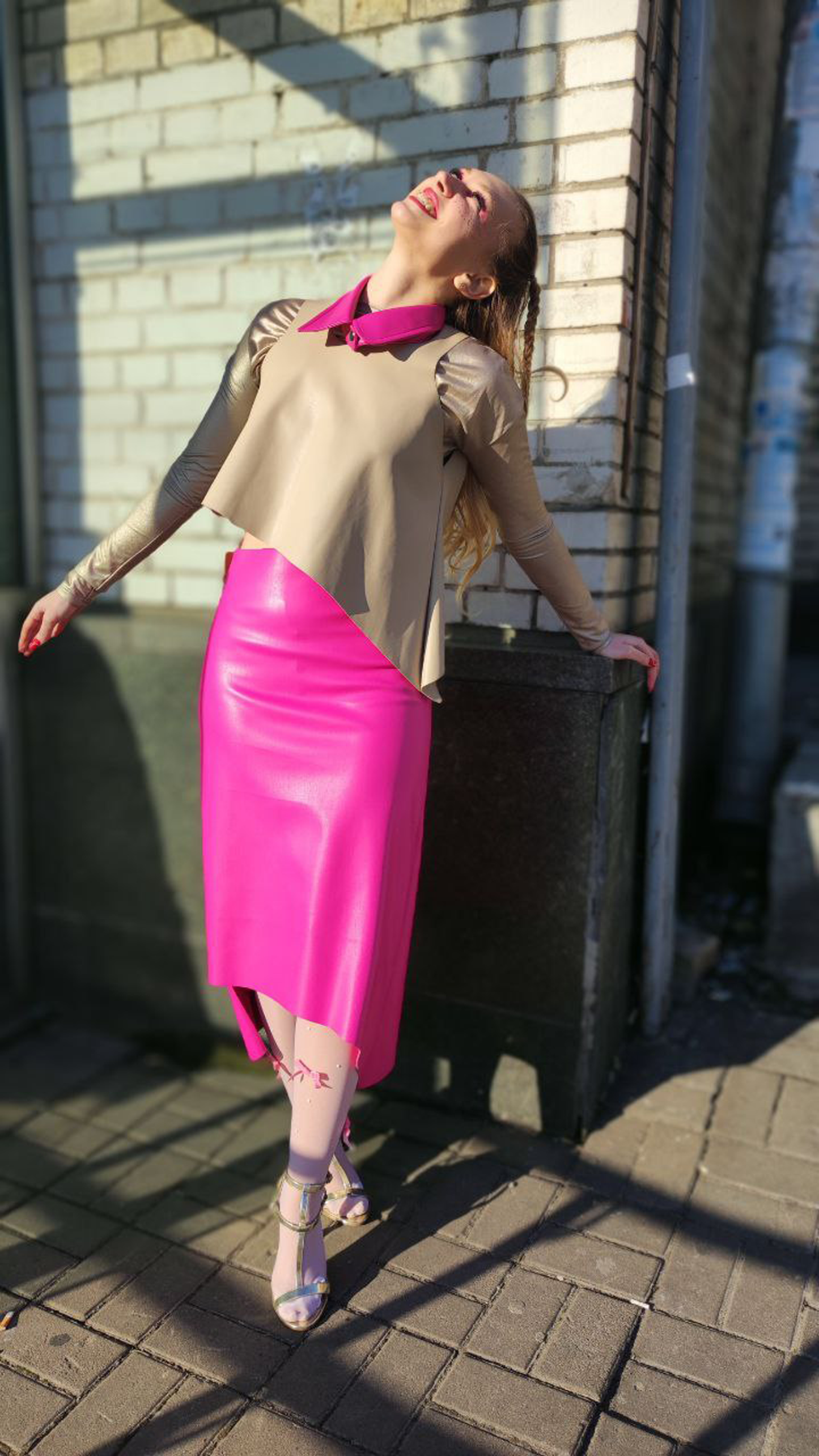 Asymmetrical leather skirt